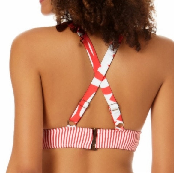 🏖ANNE COLE BRAND NEW V NECK CROSS BACK BIKINI TOP SIZE D - Picture 2 of 5